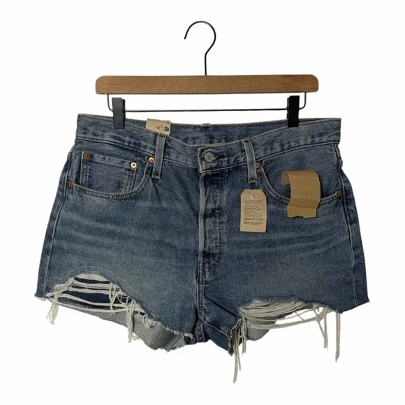 LEVI'S 501 HIGH RISE JEAN SHORTS WOMEN'S 32 NWT 100% COTTON - Picture 1 of 8